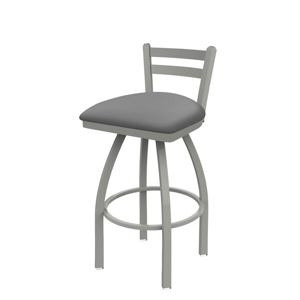 25" Low Back Swivel Counter Stool, Nickel Finish, Canter Grey Seat